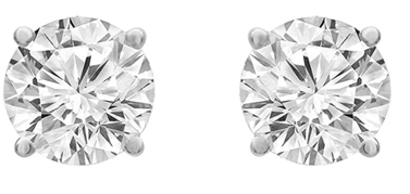 La4ve 14K White Gold 1 Carat Round-cut Diamond Stud Earrings